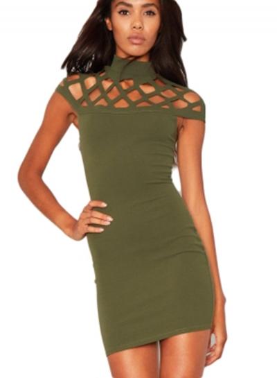 Oasap Mock Neck Hollow Out Sleeveless Bodycon Dress