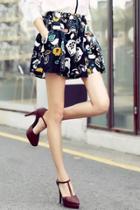 Oasap Stylish Print Lace-up Waist A-line Skirt