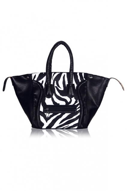 Oasap Color Block Zebra Tote