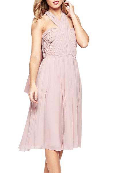 Oasap Women's Fashion Sleeveless Halter Pink Wedding Cocktail Dress