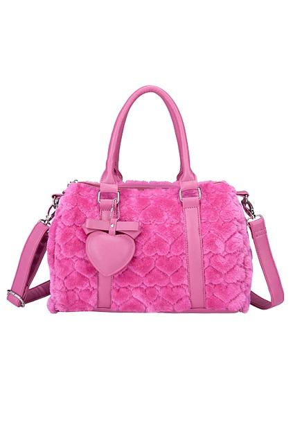 Oasap Sweetheart-shaped Faux Fur Handbag