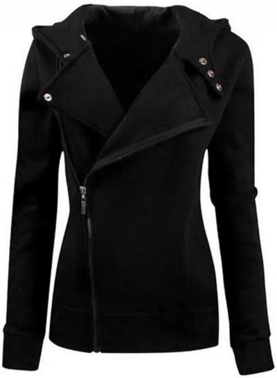 Oasap Women's Casual Solid Color Slim Fit Zip Up Hoodie Jacket
