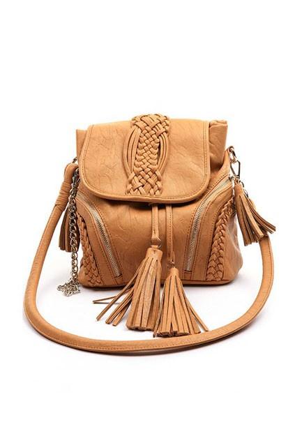 Oasap Elegant Plaited Bucket Shoulder Bag With Tassel Detail