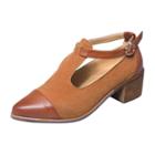 Oasap Vintage Pointed Toe Color Block Ankle Strap Shoes