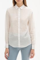 Oasap Chic Stripe Mesh Paneled Button Down Shirt