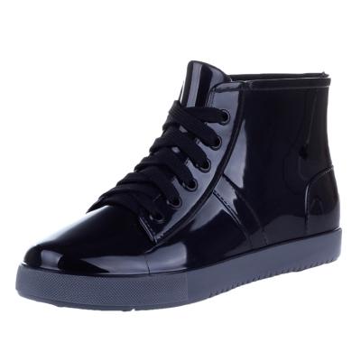 Oasap Round Toe Lace Up Waterproof Rain Boots