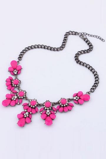 Oasap Candy Color Faux Stone Bib Necklace