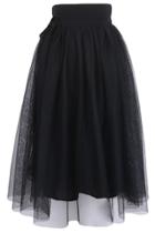 Oasap Sweet Lace-up Waist Mesh Skirt With Lining