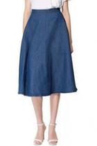 Oasap Down To Earth Blue Denim Midi Skirt