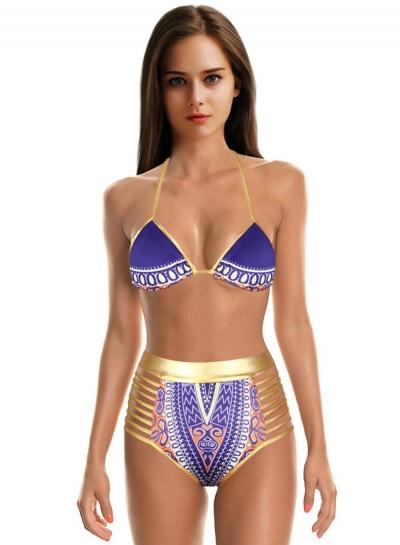 Oasap Halter Triangle Top Bandage Bottom Bikini Set