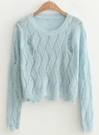 Oasap Casual Solid Hollow Out Knit Sweater
