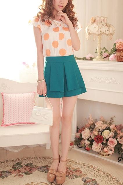 Oasap Pure Color Zipped Pleated Shorts