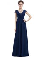 Oasap Women's Elegant Double V Neck Cap Sleeve Maxi Evening Dress