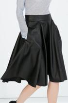 Oasap Classic Pu Leather Pleated High Waist Skirt