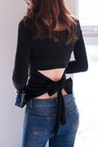Oasap Modern Round Neck Scoop Bow Back Tee