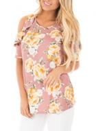 Oasap Floral Cold Shoulder Top With Ruffle Sleeve