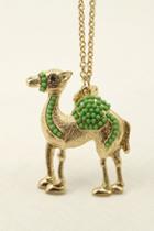 Oasap Jeweled Camel Pendant Necklace