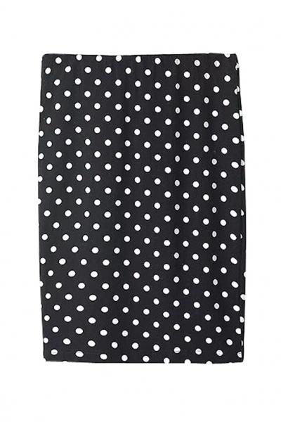Oasap Black Polka Dot Stretch-knit Medi Pencil Skirt