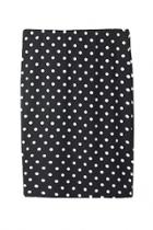 Oasap Black Polka Dot Stretch-knit Medi Pencil Skirt