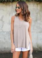Oasap Fashion Solid High Low Hooded Tank