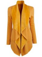 Oasap Turn Down Collar Long Sleeve Solid Color Open Front Coat