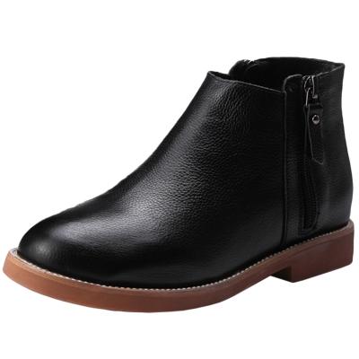 Oasap Classic Round Toe Side Zipper Ankle Boots