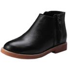 Oasap Classic Round Toe Side Zipper Ankle Boots