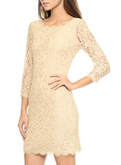 Oasap Women's Floral Lace Trim Eyelash Bodycon Dress