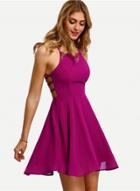 Oasap Fashion Sleeveless Back Lace Up Solid Mini Dress