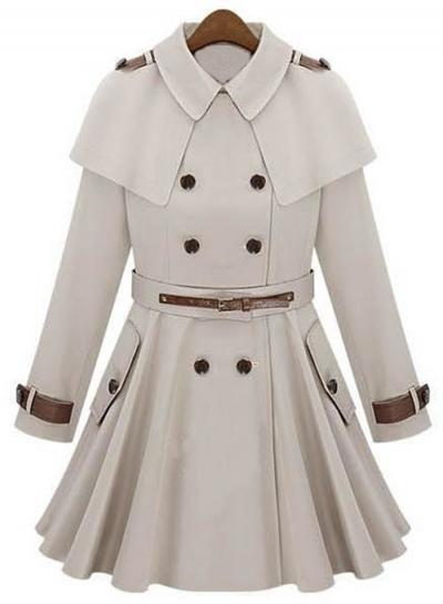 Oasap Fashion Double Breasted Cloak Trench Coat