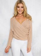 Oasap Wrap V Neck Pullover Loose Sweater
