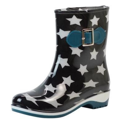 Oasap Buckle Detail Round Toe Waterproof Rain Boots