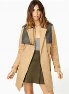 Oasap Women's Patchwork Belted Trench Coat