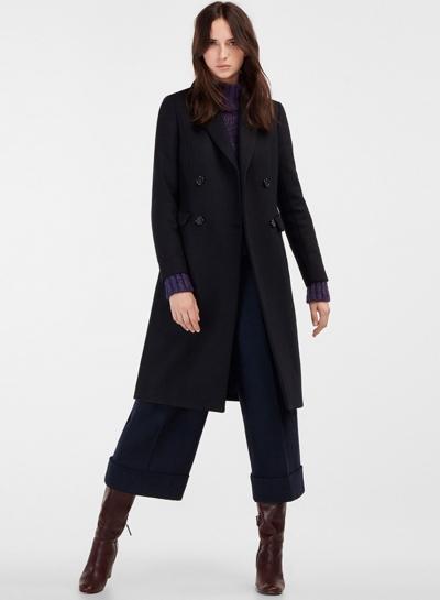Oasap Turn Down Collar Long Sleeve Double Breasted Coat