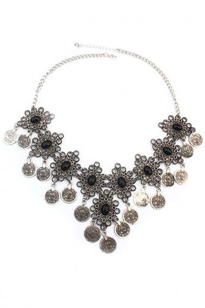 Oasap Coined It Bib Statement Necklace