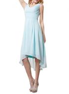 Oasap Solid Color Round Neck Sleeveless High Low Bidesmaid Prom Dress