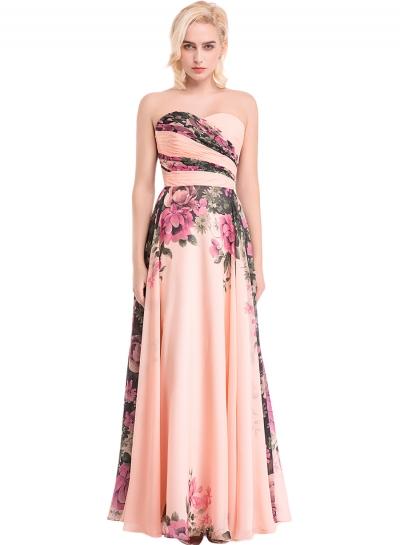 Oasap Women's Floral Print Off Shoulder Prom Dress
