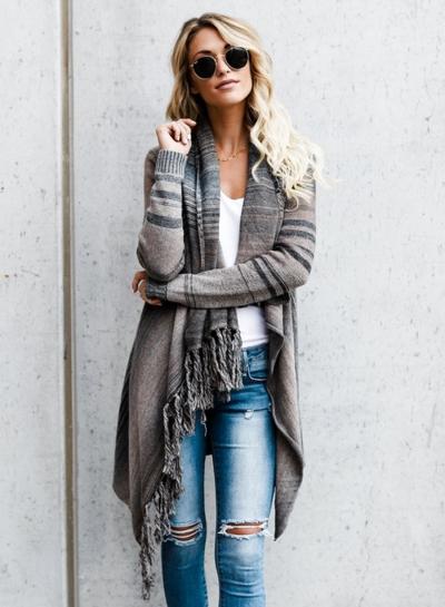 Oasap Fashion One Button Irregular Cardigan With Tassel