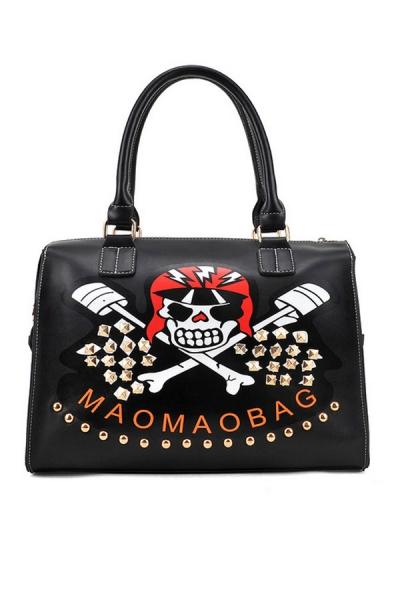 Oasap Fashion Skull Print And Studded Handbag
