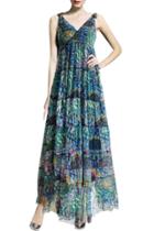 Oasap Women's V Neck Sleeveless Summer Printed Maxi Dress