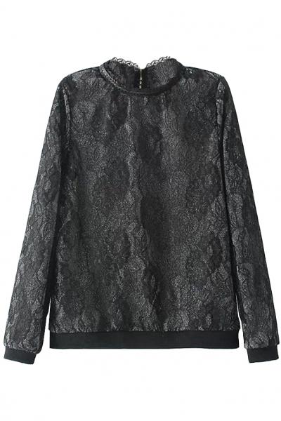 Oasap Neat Braided Neckline Floral Textured Sweatshirt