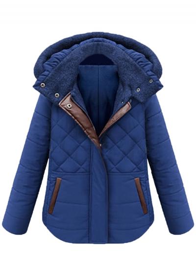 Oasap Thicken Cotton Pu Leather Block Coat