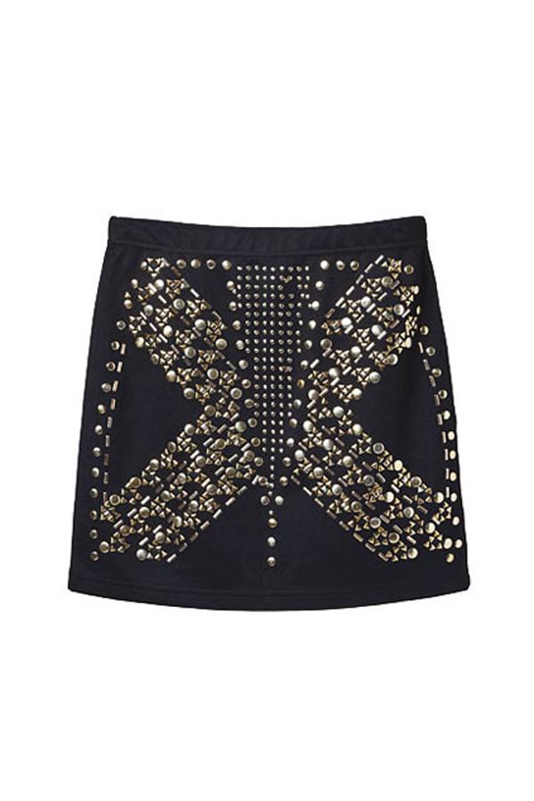 Oasap Studs Embellished Hip Hugging Skirt