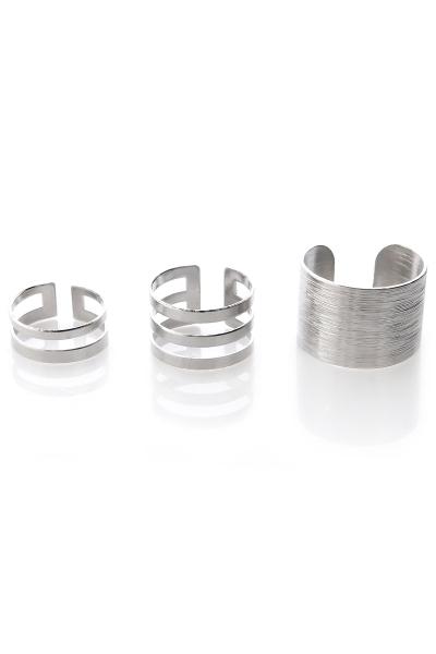 Oasap Incomplete Three Pieces Metallic Women Rings