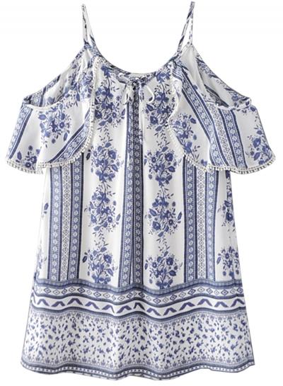 Oasap Women's Spaghetti Strap Off Shoulder Short Sleeve Mini Dress