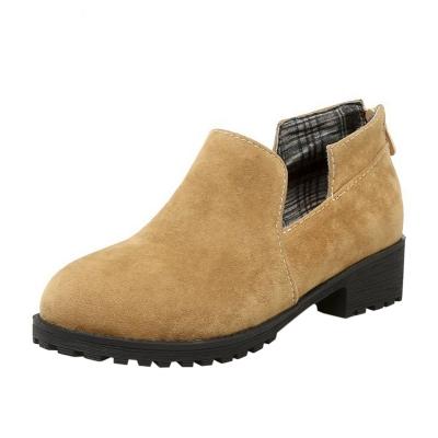 Oasap Solid Color Round Toe Block Heels Shoes