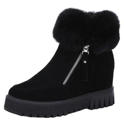 Oasap Wedge Heels Round Toe Side Zipper Faux Fur Winter Boots