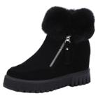Oasap Wedge Heels Round Toe Side Zipper Faux Fur Winter Boots