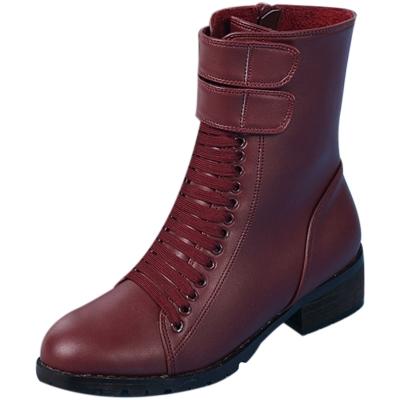 Oasap Women's Solid Lace-up Low Heels Ankle Boots