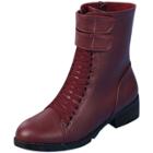 Oasap Women's Solid Lace-up Low Heels Ankle Boots